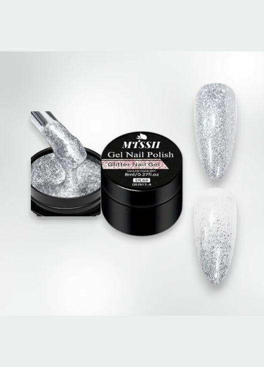 Гель-лак блестящий перламутровый Глиттер-гель металлик DU70 8 мл No Brand (331899505)