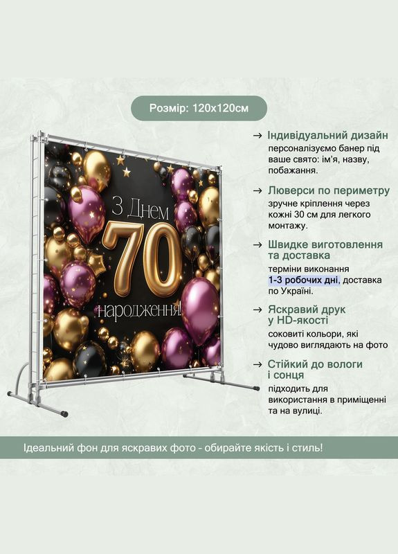 Баннер для фотозоны "С Днем рождения" | 1.2×1.2 м | Праздничный фон №42125 Vinylpex (360979438)