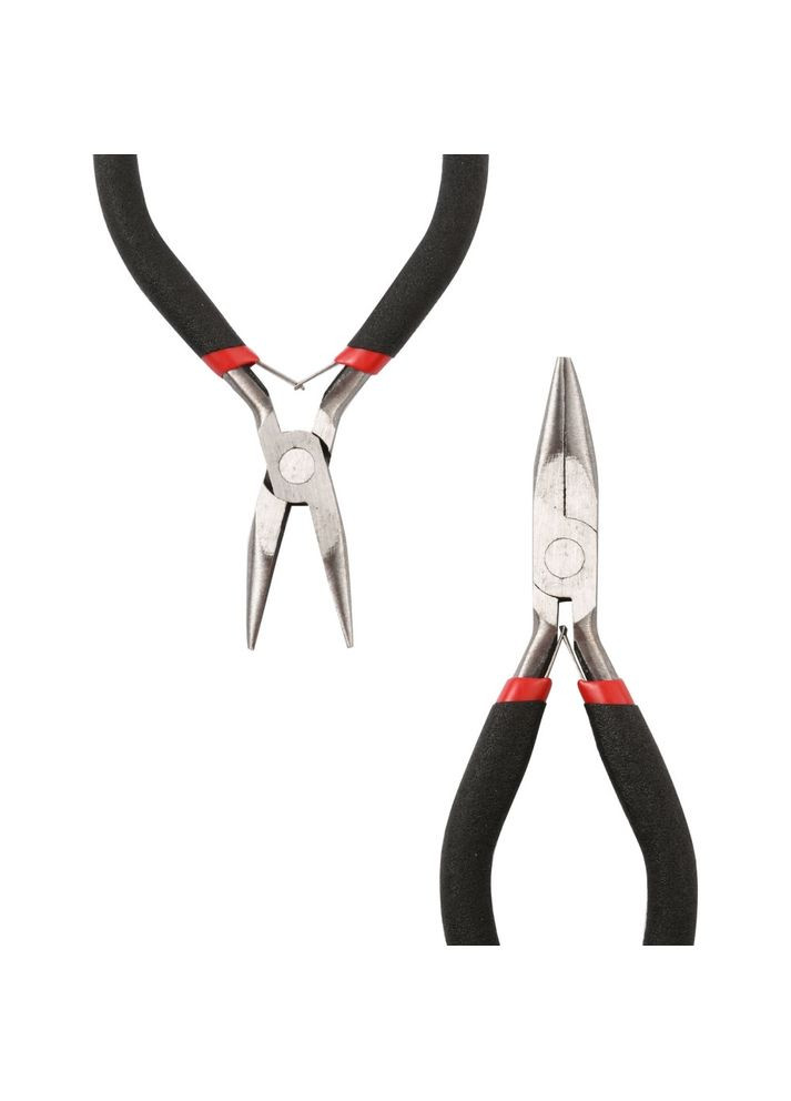 Ручний губцевий інструмент для рукоділля Довгогубці пласкі Чорні 130 мм x 50 мм x 10 мм Finding (328942879)