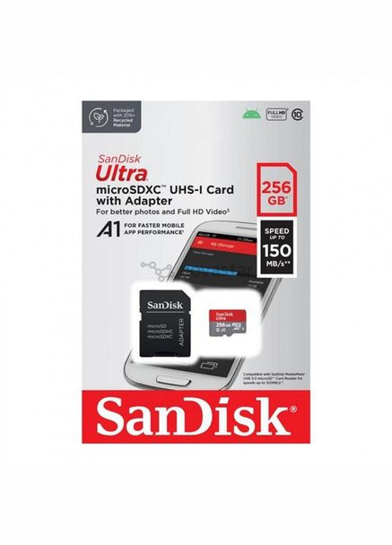 Карточка памяти MicroSDXC 256 GB Ultra UHS1 Class 10+ SD adapter SanDisk (303876258)