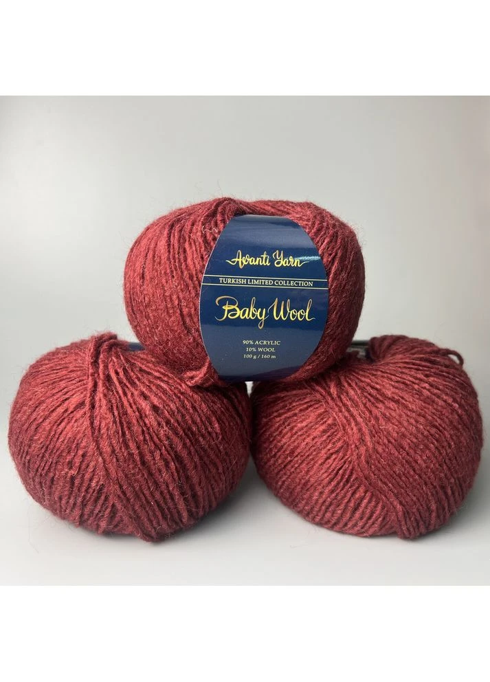 Пряжа Yarn Baby Wool (Бебі Вул), паковання 5 мотків по 100 г (паковання 500 грамів) 20 вишнев Avanti (391110375)