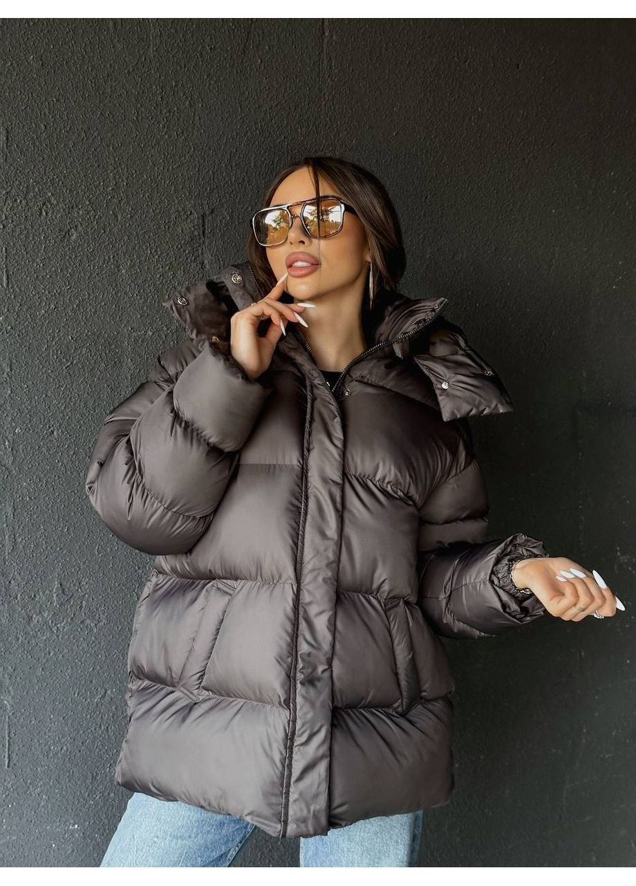 Коричневый демисезонный Пуховик Style Point