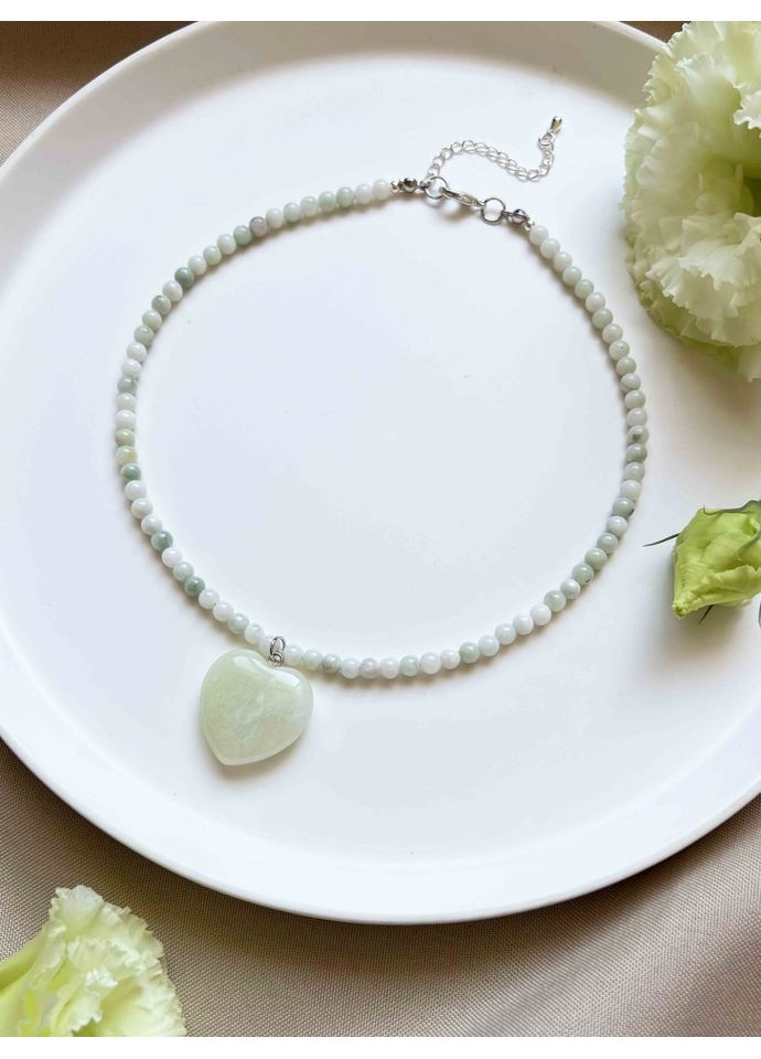 Чокер из нефрита с подвеской каменное сердце 5210 LeBijou (368559325)