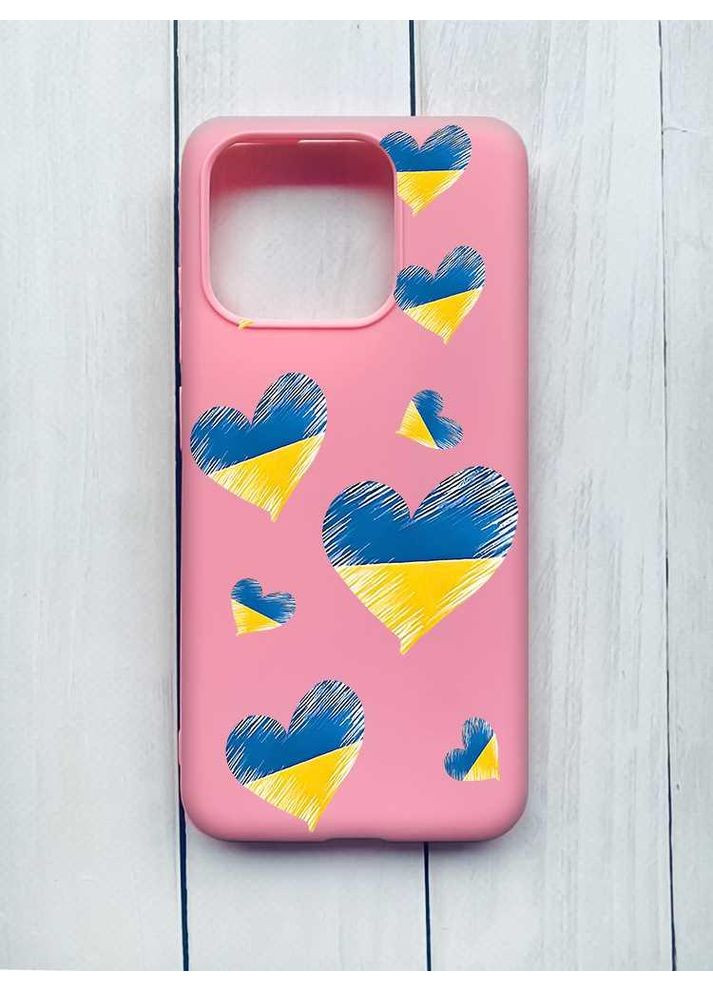 Матовий рожевий чохол на Xiaomi Redmi Note 13 Pro 5G Сердечка. Україна (принт 258) Creative (355388119)
