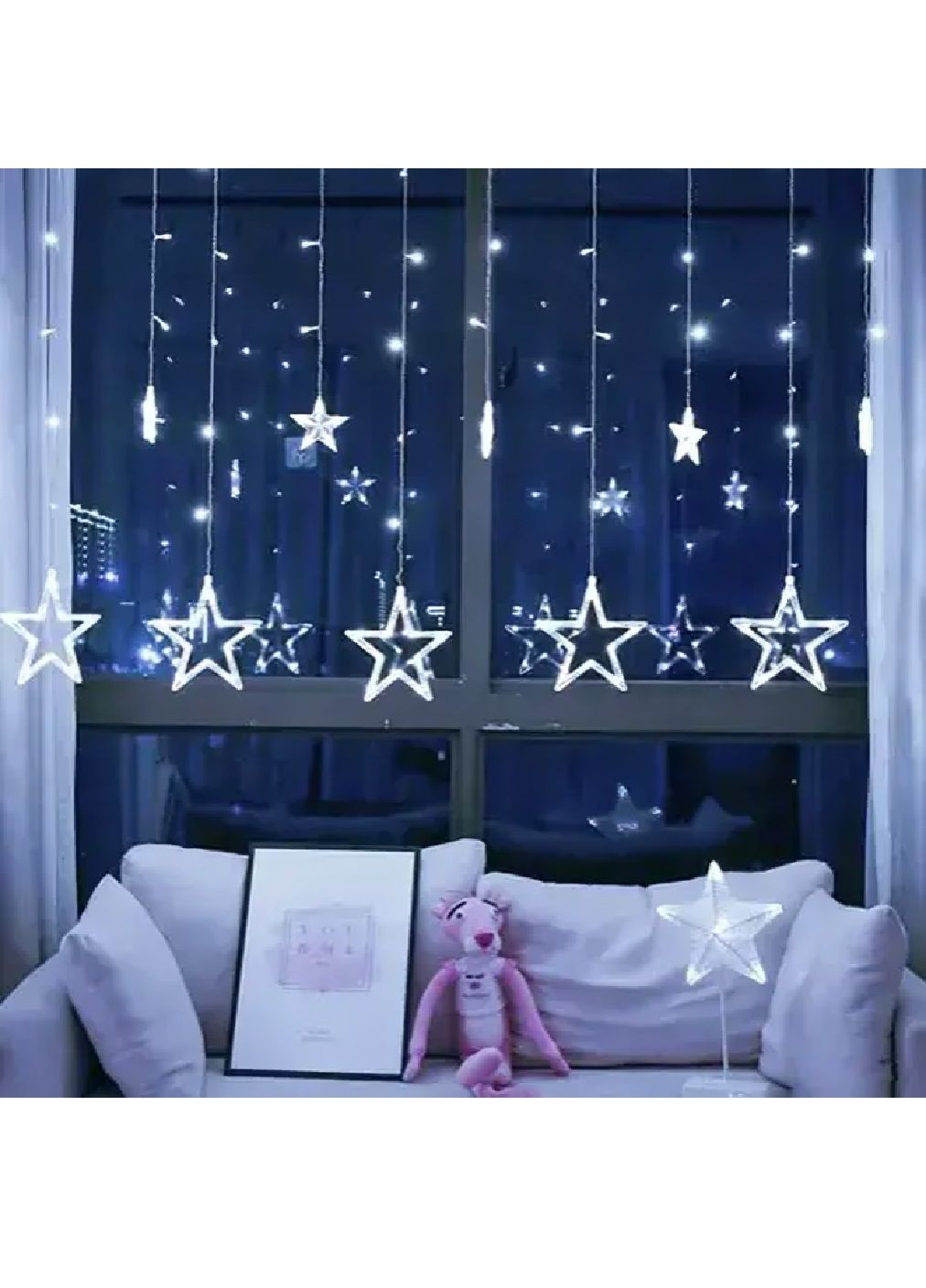 Світлодіодна гірлянда із зірками з роботою від USB 138 світлодіодів довжина 540 см (481286-Prob) Холодне біле світло Unbranded (359701912)