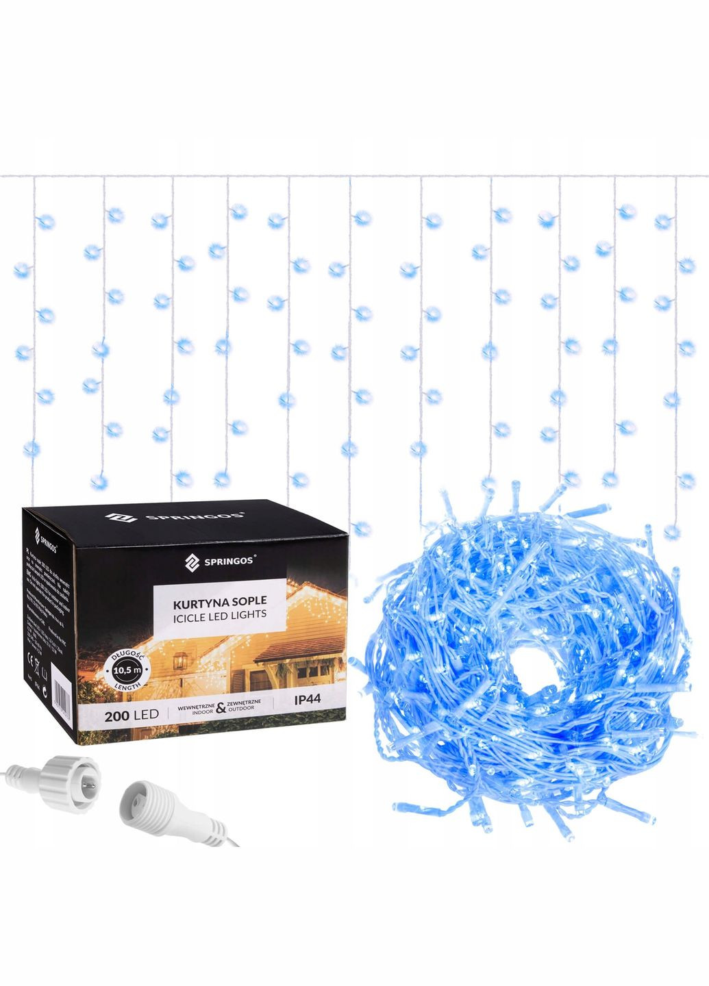 Гирлянда бахрома уличная (наружная) 8 м 200 LED CL0202 Blue Springos (322063147)