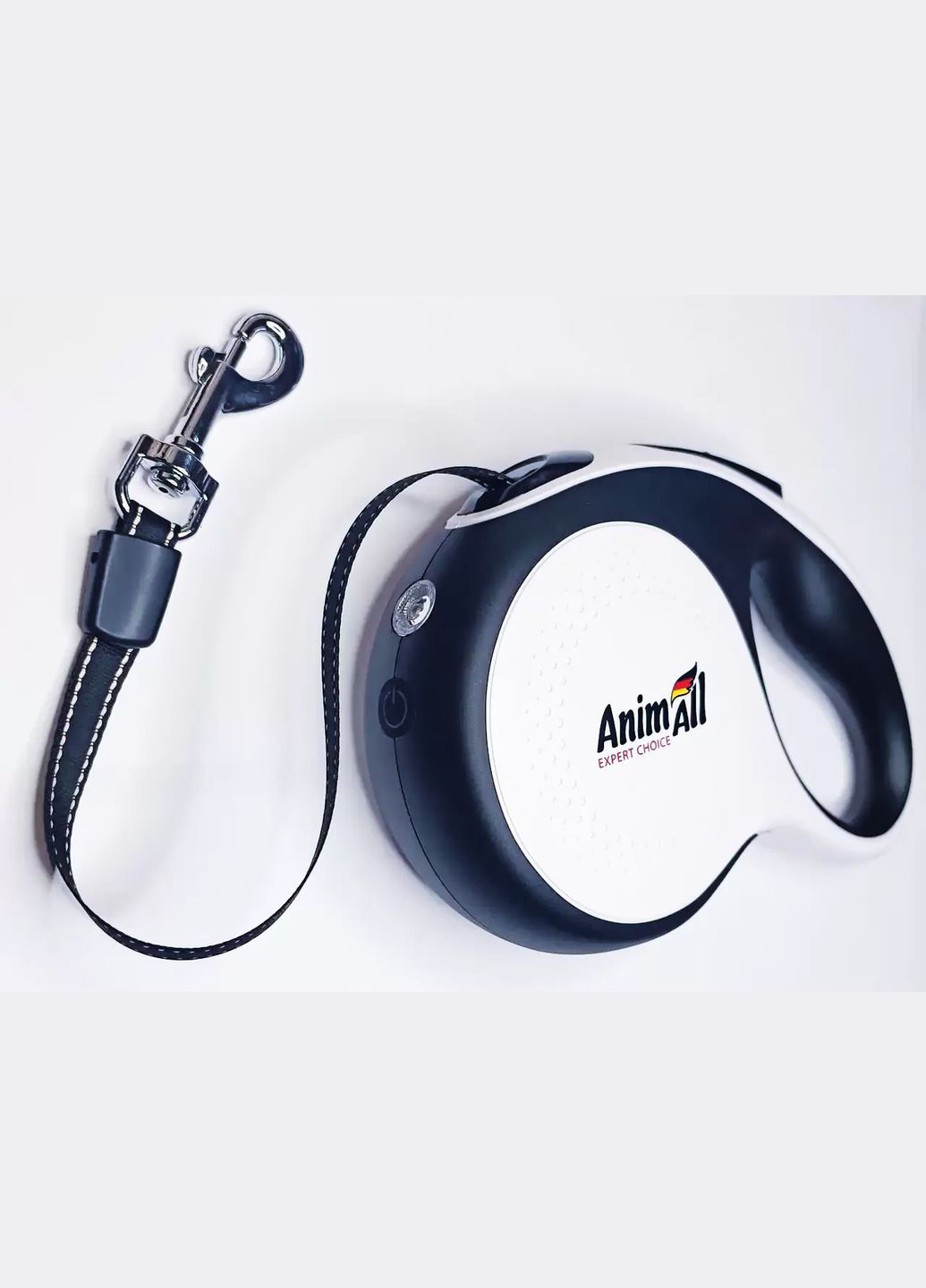 Поводок-рулетка M до 25 кг, 5 м с LED фонариком Бело-черный (2000981201715) AnimAll (322237433)