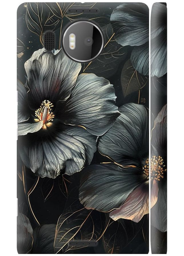 3D пластиковый глянцевый чехол 'Черные цветы' для Endorphone microsoft lumia 950 xl dual sim (285116589)