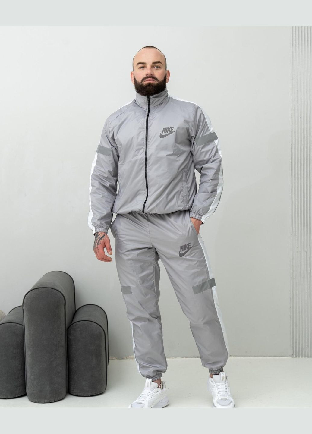 Стильний чоловічий костюм Nike плащівка сірий Freedom (332980480)