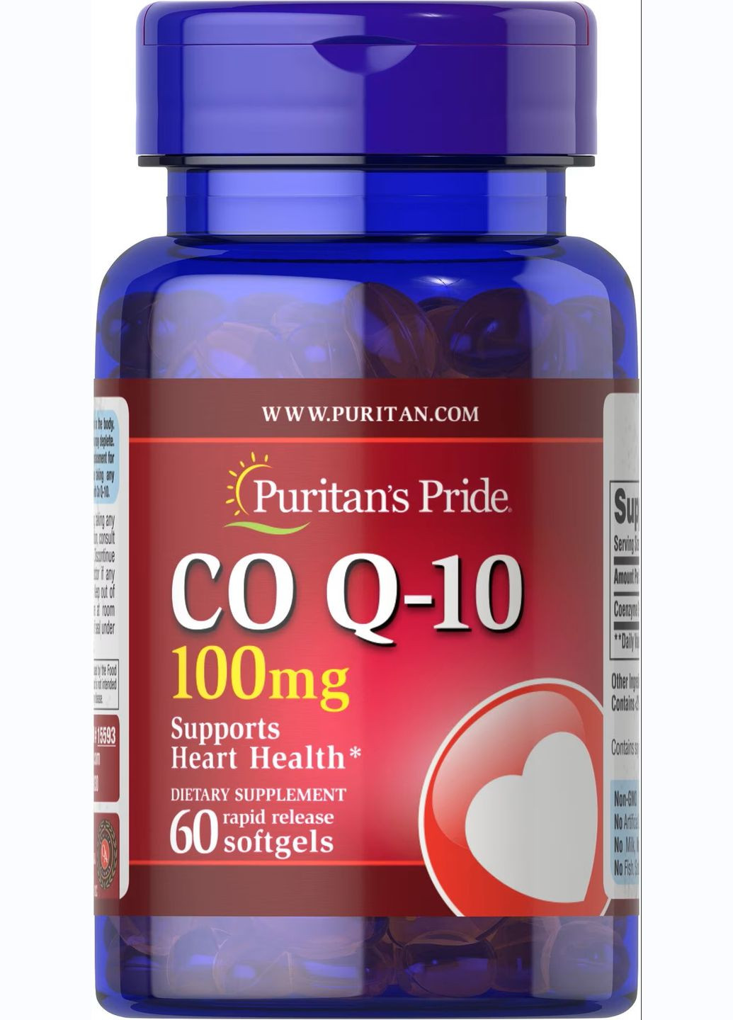 Коэнзим Puritan's Pride CO Q-10 100 mg (Q-SORB™), 60 гелевых капсул Puritans Pride (289908648)
