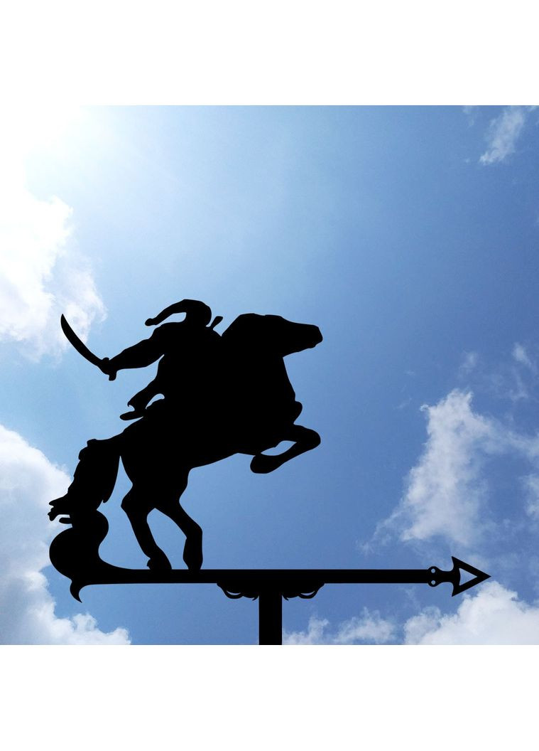 Флюгер на дом Казак на коне, флюгер на крышу из металла 2 мм. No Brand (368896683)