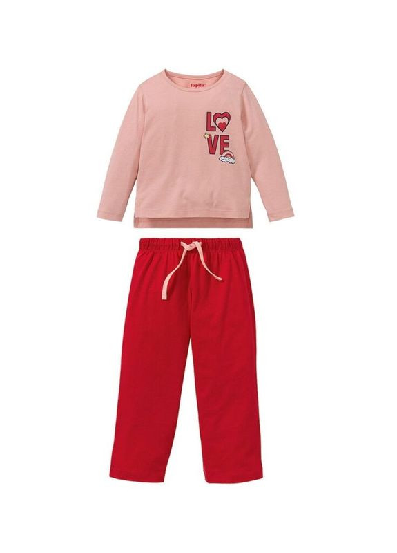 Червона піжама (лонгслів і штани) для дівчинки 307131 червоний Lupilu