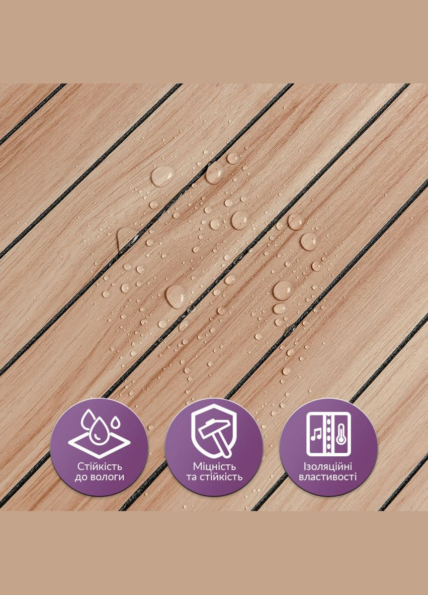 Покриття вінілове самоклеюче 3D рейки тік золотистий 600*600*2,8мм (D) SW-00002203 Sticker Wall (326064016)