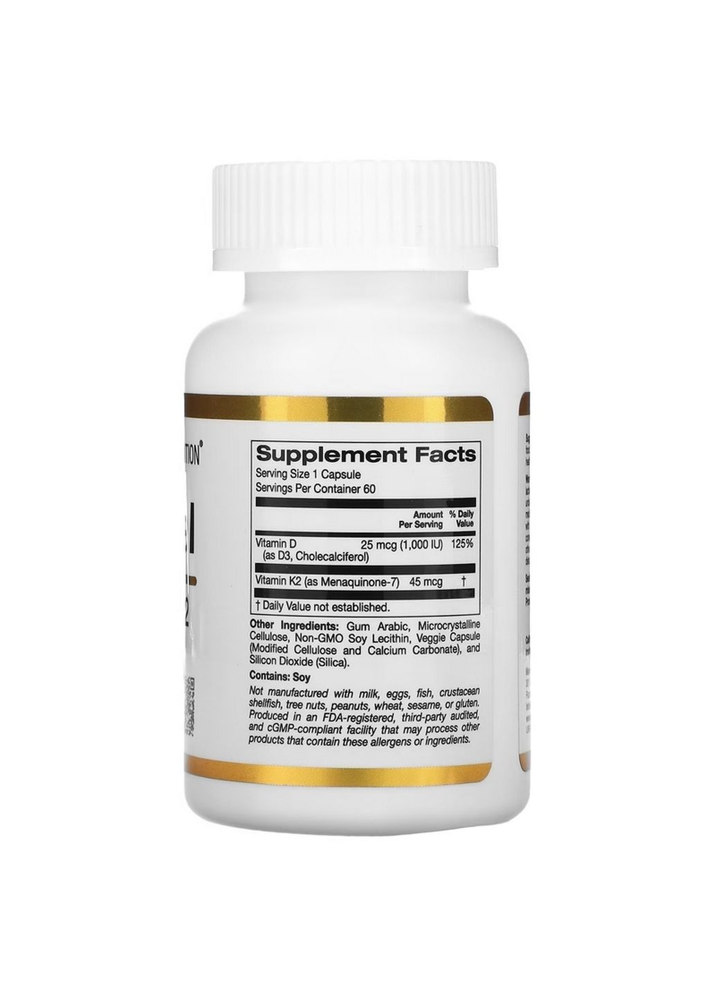 Витамины и минералы Liposomal Vitamin K2+ D3, 60 вегакапсул California Gold Nutrition (293419005)