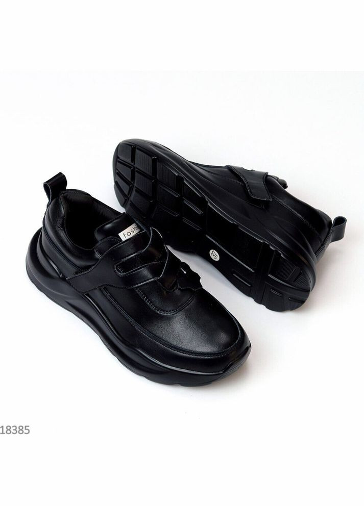 Черные кожаные женские кроссовки, кроссовки на липучках Yimeili Mystery чёрные демисезоны (300859336)