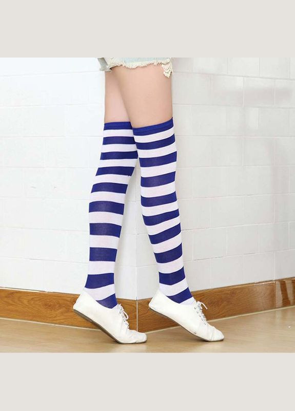 Гольфы полосатые бело синие зебра One Size No Brand (308205483)