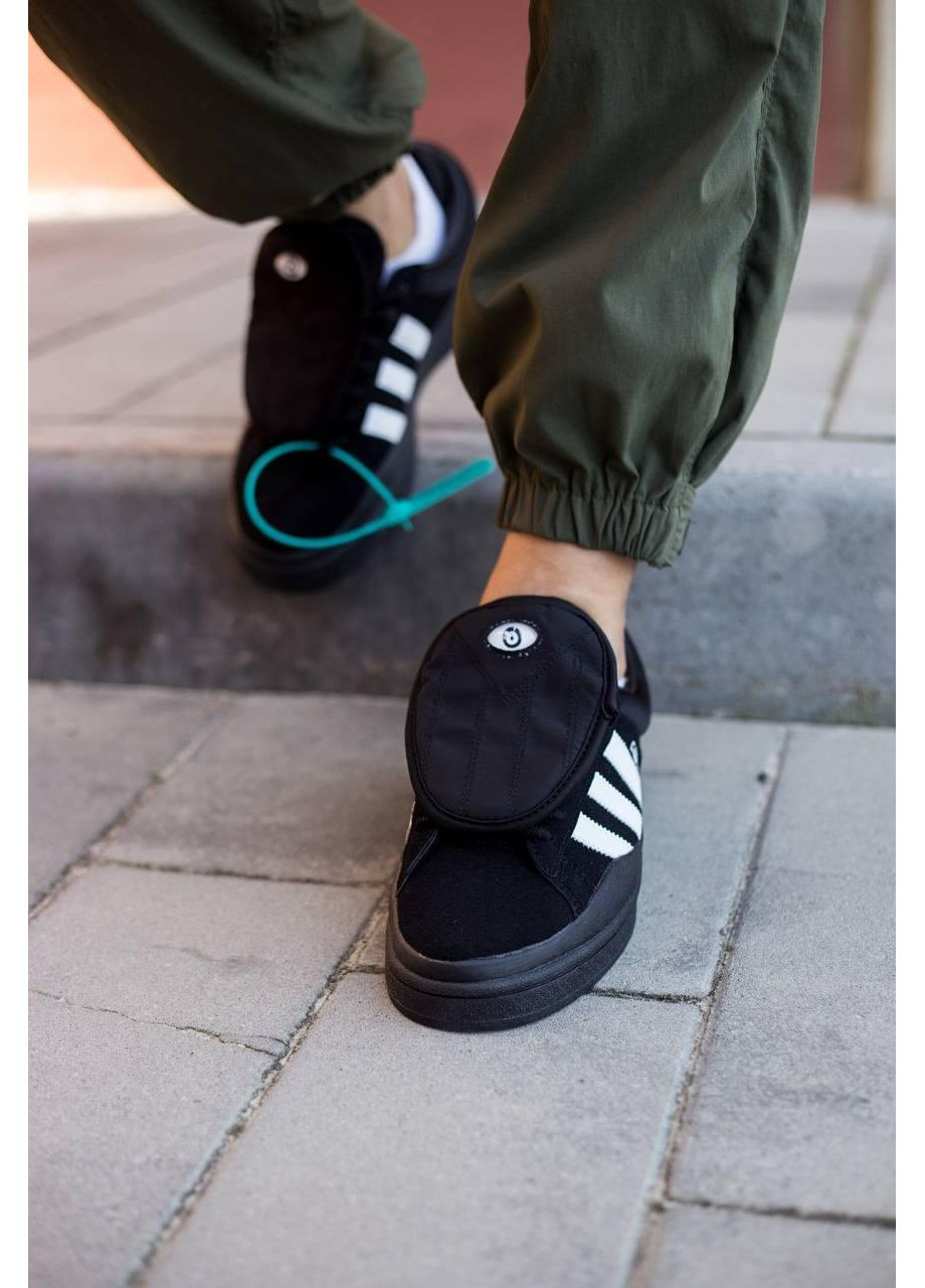 Чорні Осінні кросівки чоловічі adidas campus x bad bunny black white адідас кампус No Brand