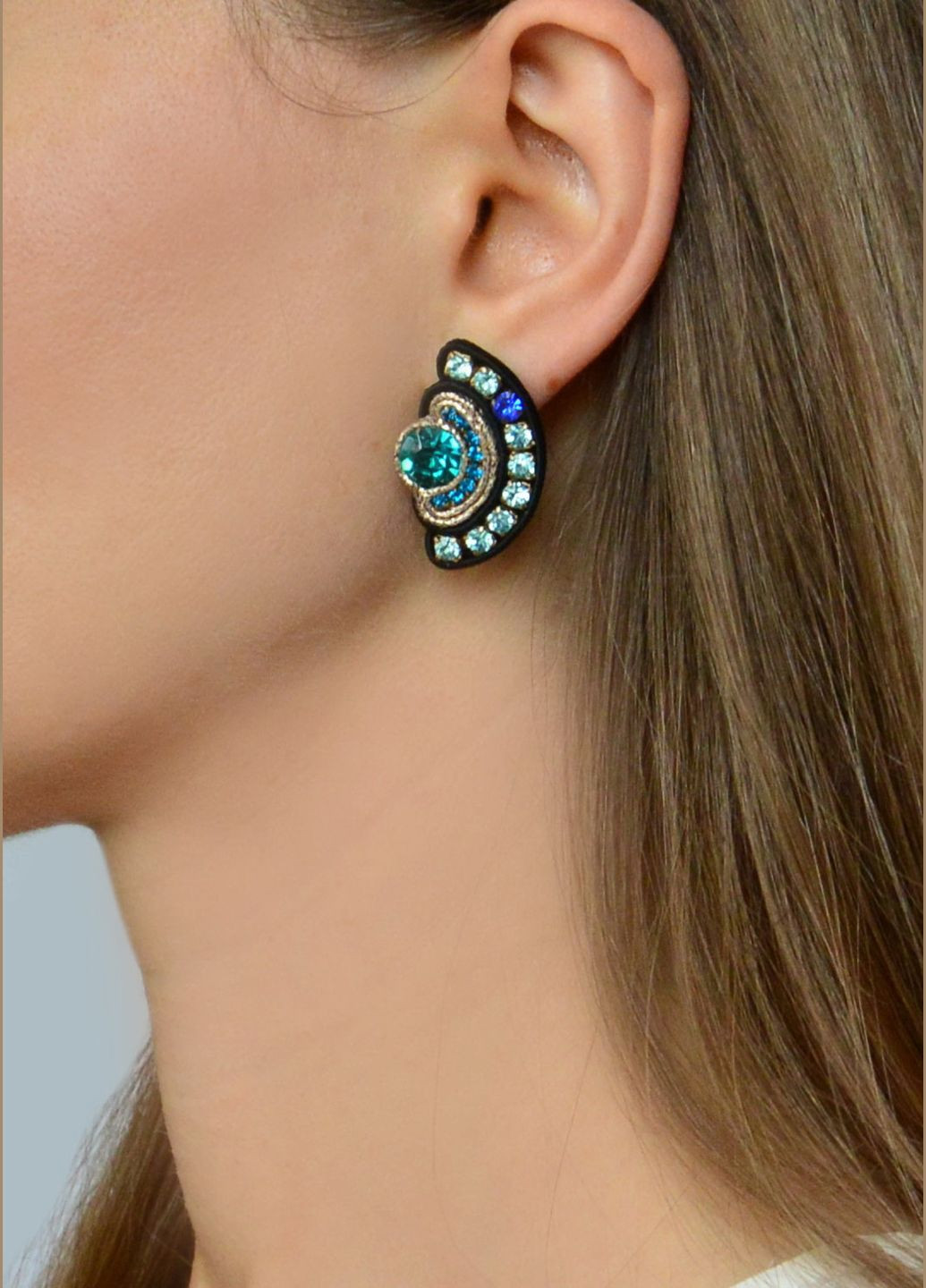 Сережки Дольки с кристалами сині Olha Serhiichuk jewelry (324621542)