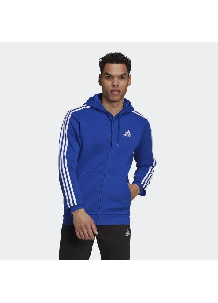 Толстовка Essentials Fleece 3-Stripes Full-Zip Hoodie Blue H12181 adidas (397855771)