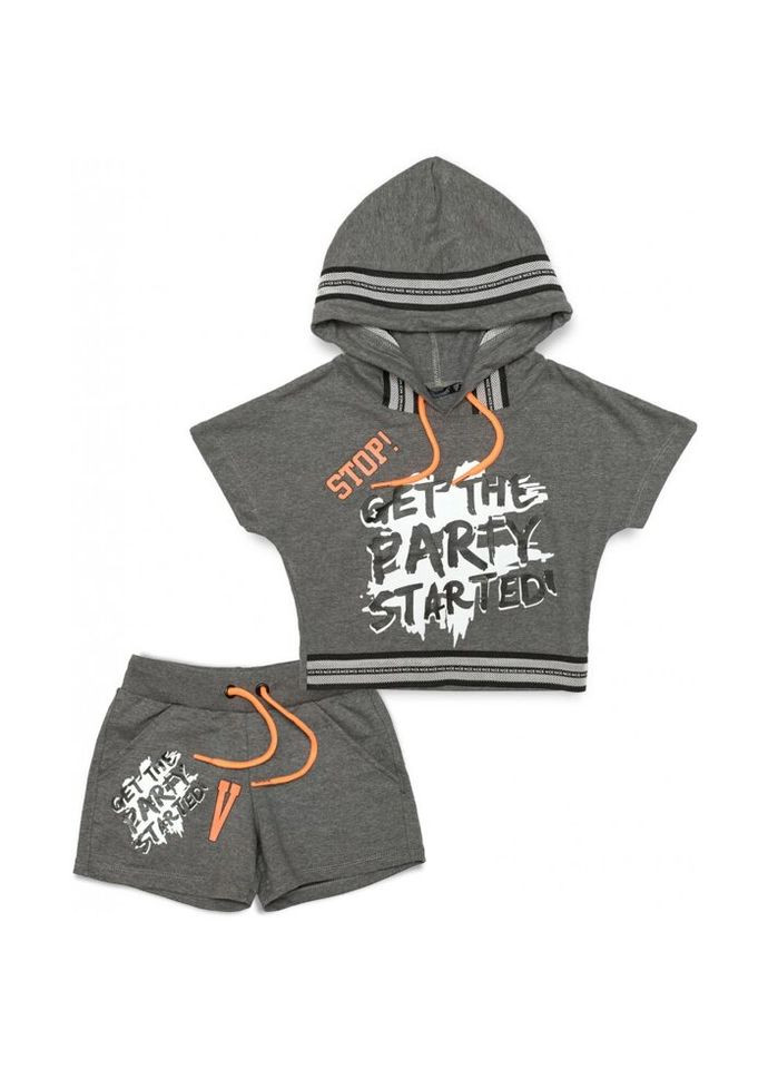 Сіра літня футболка дитяча укорочена із шортами (2561-116g-gray) BLUELAND