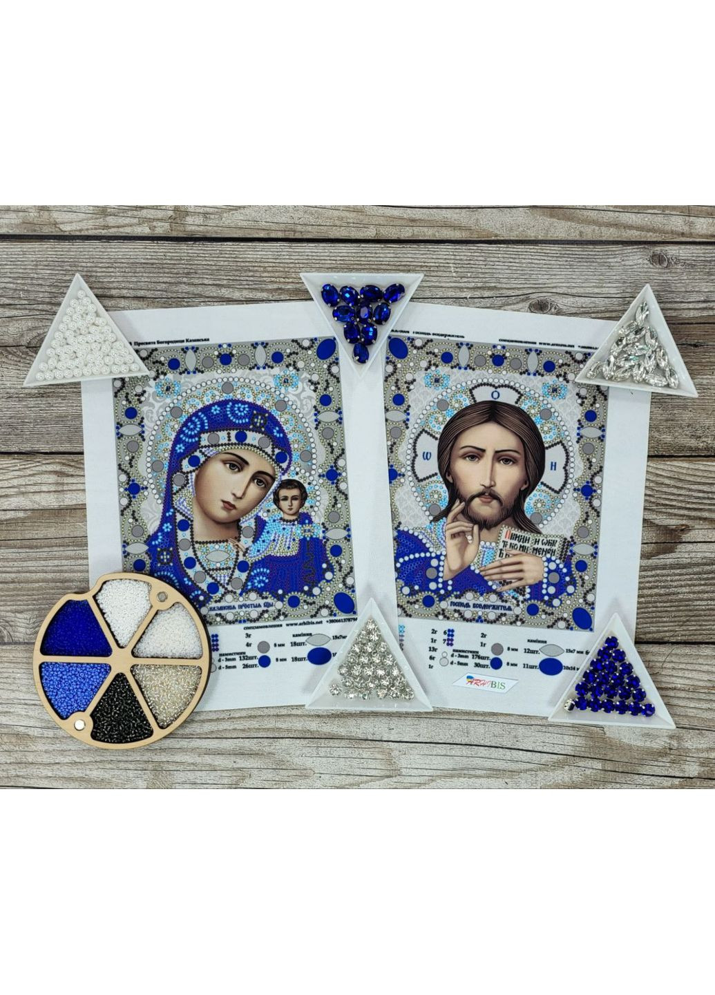 НАБОР ARHIBIS ЖК-5003 ЖК-5004 Венчальные иконы в жемчуге, кристаллах и серебре, набор для вышивки бисером БЛАГОВЕСТ (369666249)