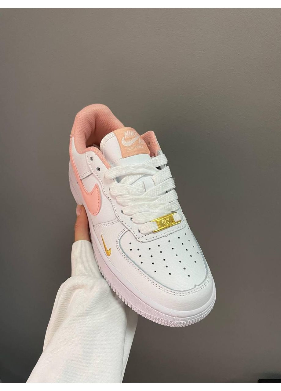 Білі Осінні кросівки чоловічі nike air force 1 mini swoosh peach найк аір форс 1 преміум No Brand