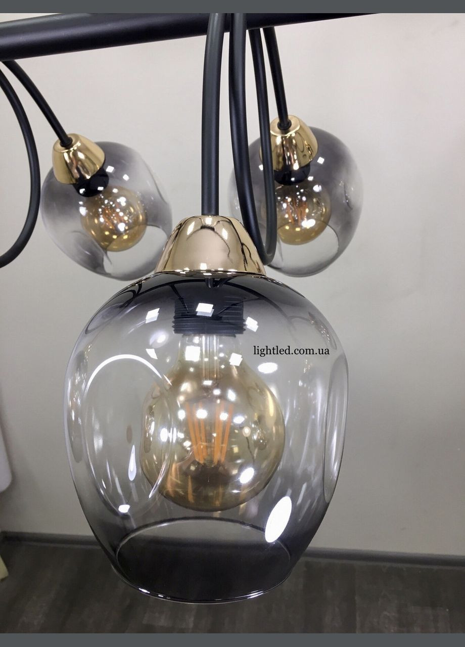 Чорна люстра планка на 6 ламп Molecule (52-L7915-6 BK+BK) No Brand (370069861)