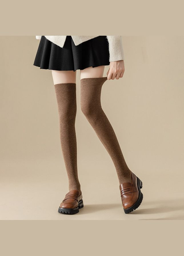 Панчохи зимові з начесом всередині коричневі 15140 one size No Brand (307930890)