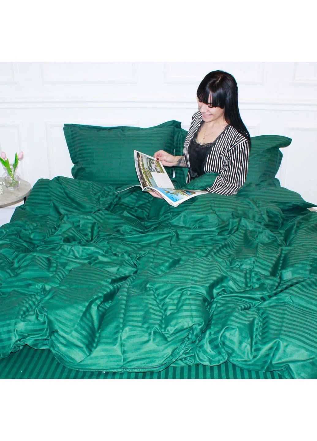 Постільна білизна SatinStripe 30-0017Green 175х210 (2200005254080) Mirson SatinStripe 30-0017Green 175х210 Двоспальний (379024955)
