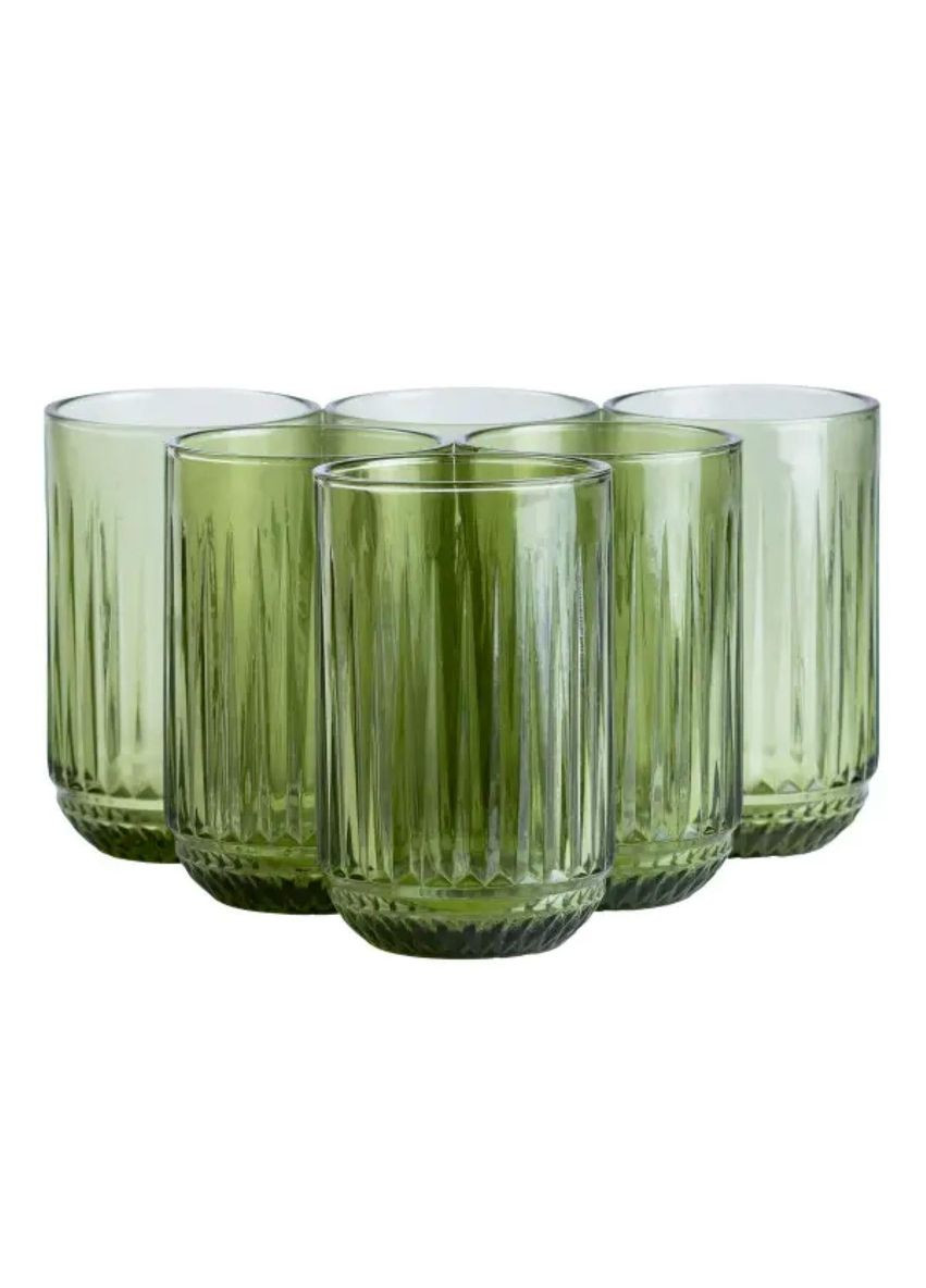 Набор стаканов 6 штук 450 мл стеклянные зеленый HP4146 TS Kitchen (370969322)