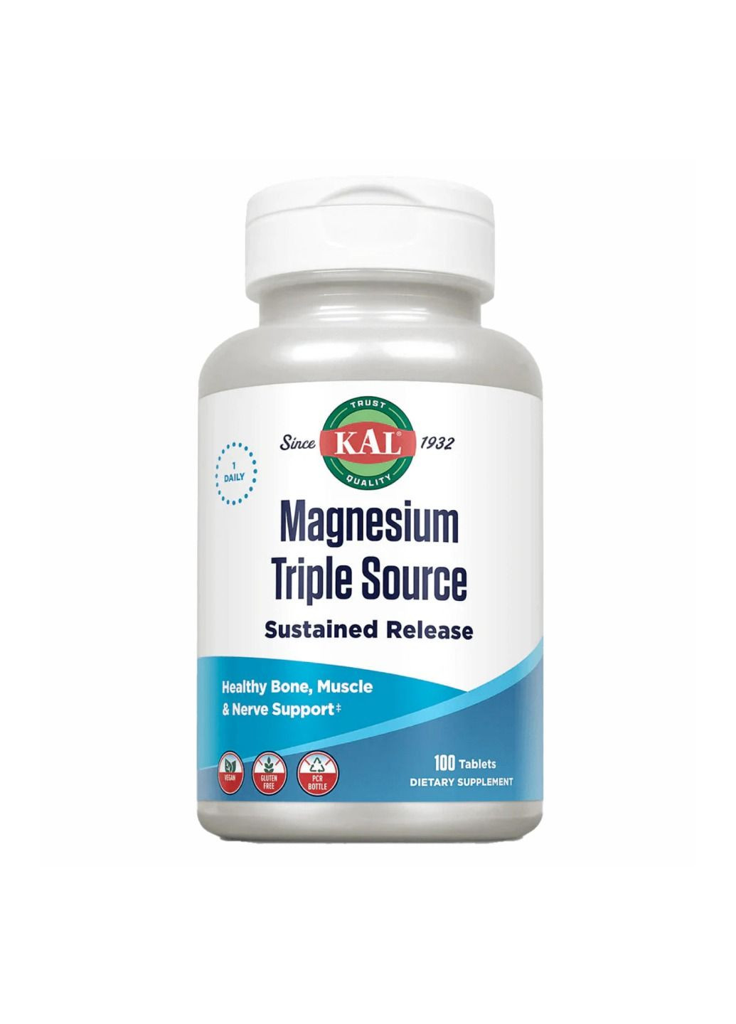 Магній Magnesium Sustained Release Triple Source 500mg - 100 tabs KAL (280917132)