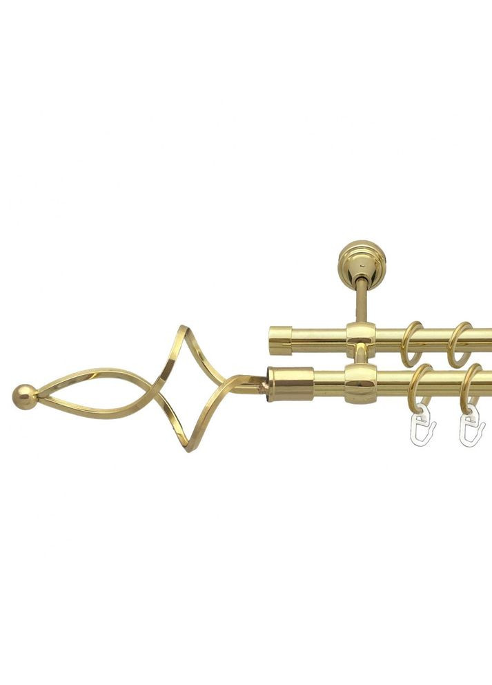 Карниз Ажур Хвилястий металевий дворядний литий гладка труба Золото 16\16 мм 300 см (00-00014330) ORVIT (300282907)