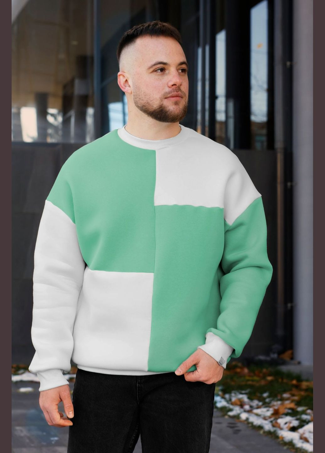 М'ятний теплий світшот однотонний без декору (315746742)