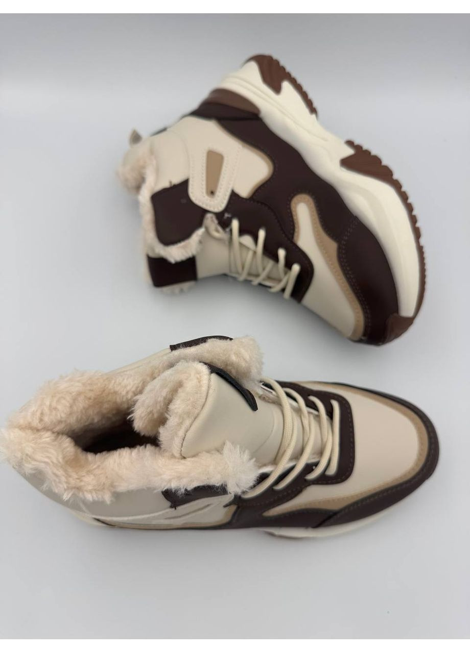 Коричневые теплые зимние кроссовки для девочек и женщин No Brand