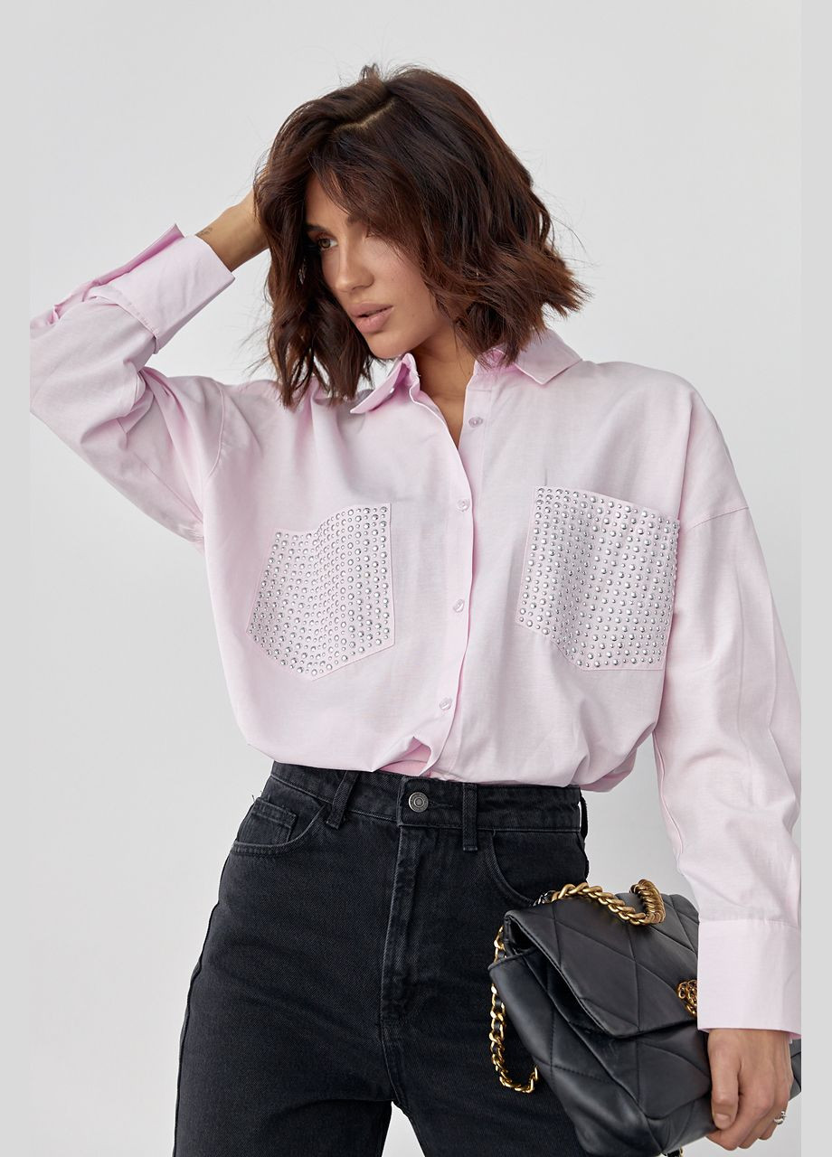 Розовая кэжуал рубашка Lurex с длинным рукавом