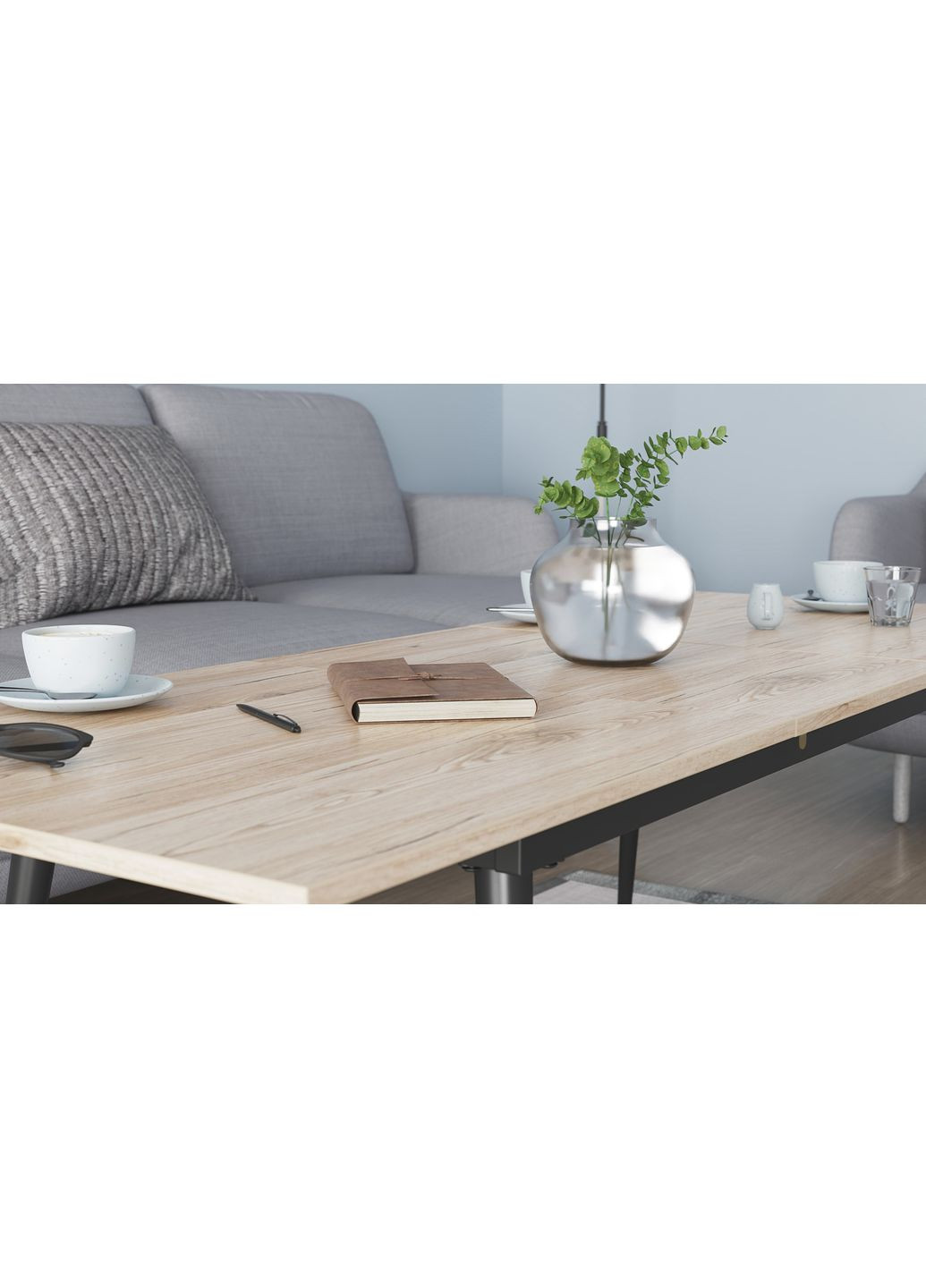 Стіл журнальний трансформер Dandi Small 45x120(160)x60 Чорний метал ДСП 16 мм (FRD-106790) Ferrum-decor (353501239)