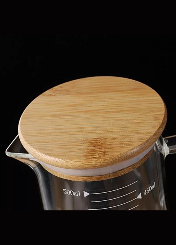 Мірний кухоль 1л з бамбуковою кришкою з термостійкого скла Hell (303213318)