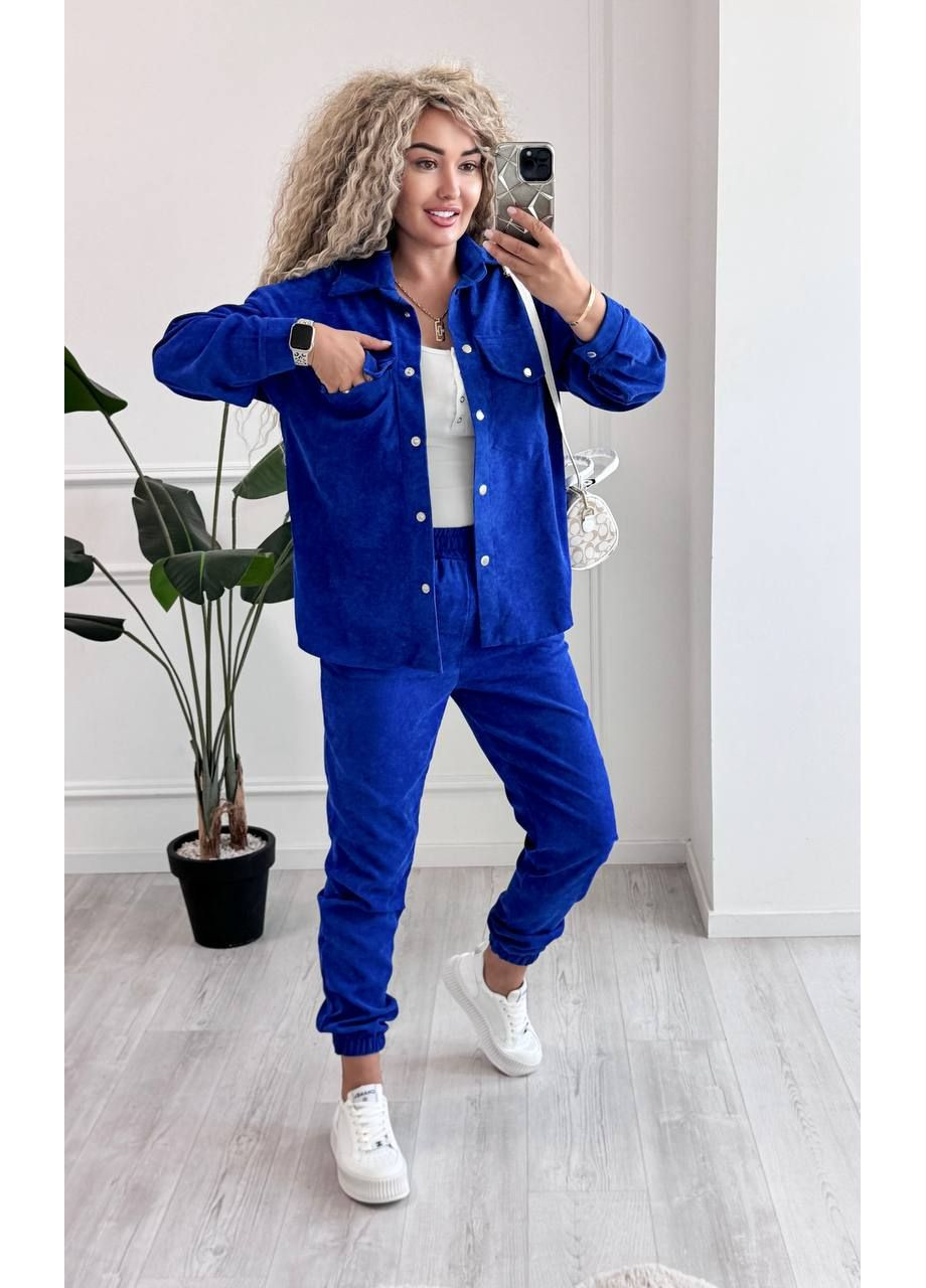 Костюм мікровельвет штани Джогери та сорочка на кнопках Україна (353378542)