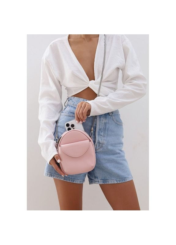 Кожаная женская через плечо мини-сумка Kroha розовый краст The Wings (302008309)