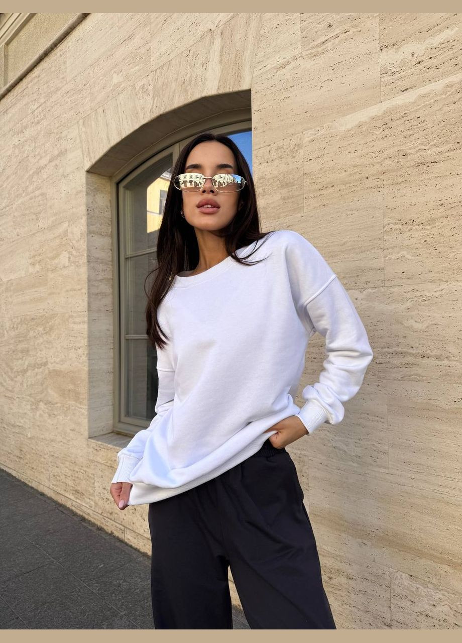 Білий світшот жіночій Україна однотонний без декору (345120149)