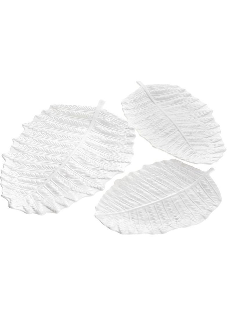 Набір 3 блюда сервірувальні "White City Лист" 28x18см, біла порцеляна Bona (330018161)