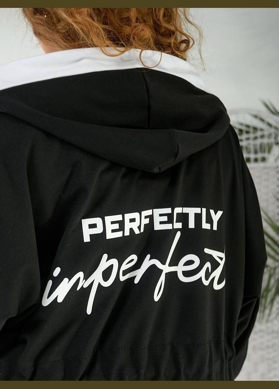 Жіночий спортивний костюм чорний батал великі розміри з капюшоном трикотаж для пишних форм прогулянковий Bonita Спортивний костюм (322563269)