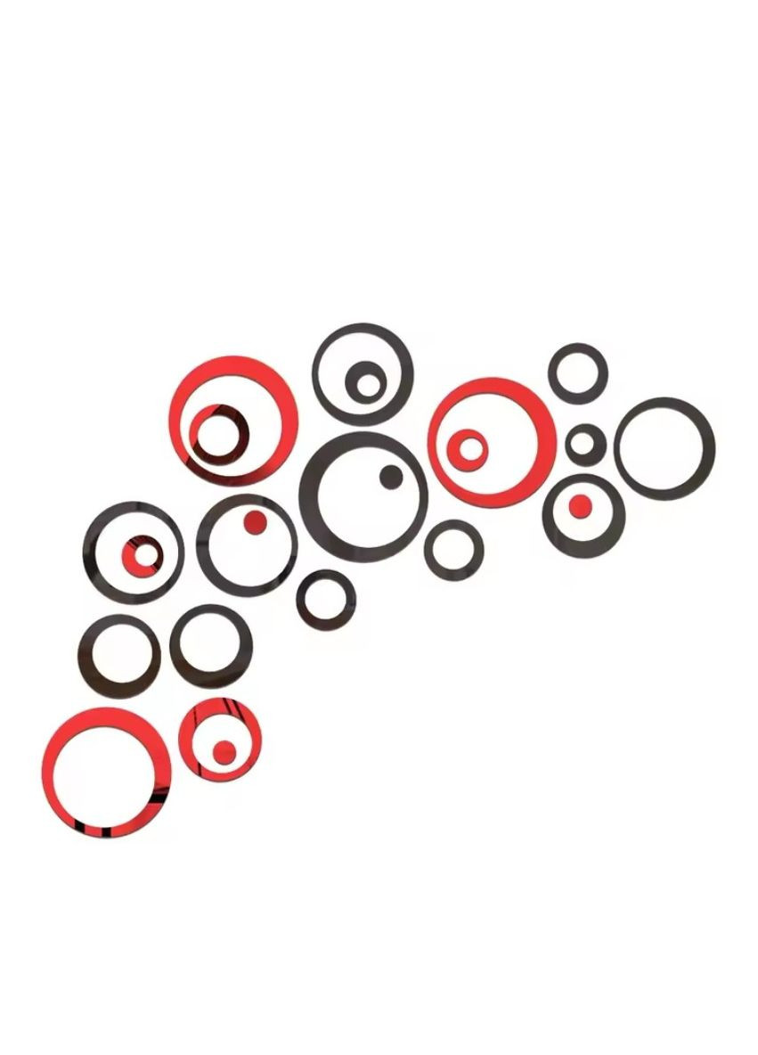 Зеркальные наклейки круги Красно-черные от 14 см до 2.5 см 24 шт набор No Brand (321149098)