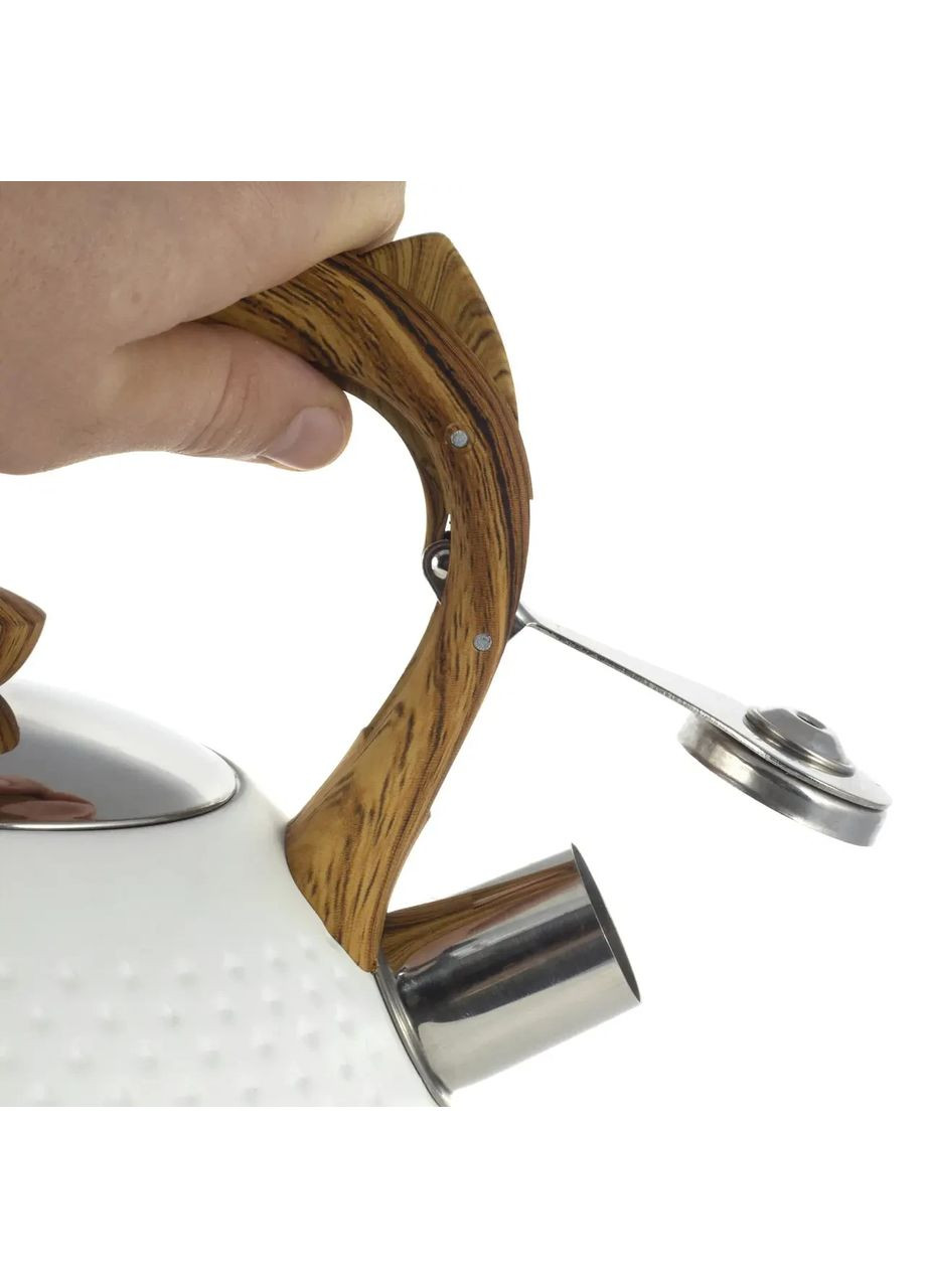 Чайник белый 2.7л из нержавеющей стали со свистком (KM-1098) Kamille (351584816)