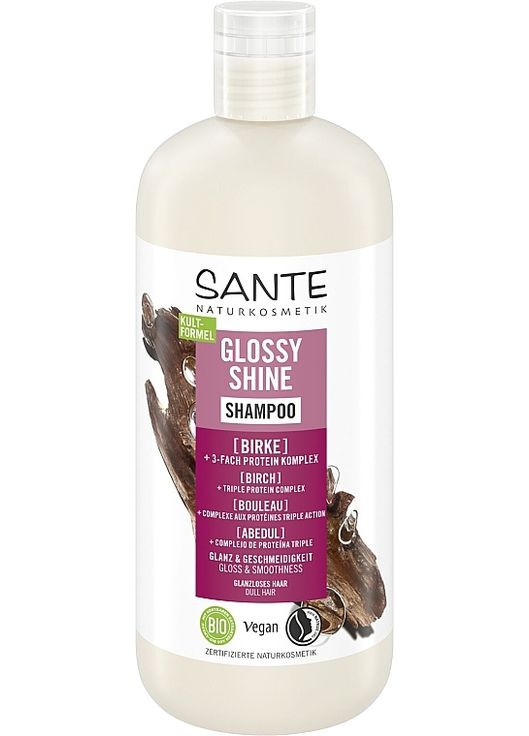 БИО-Шампунь для блеска волос с Протеиновым комплексом и Березовыми листьями Glossy Shine Shampoo 950ml (1340219-31157169) Sante (368625676)