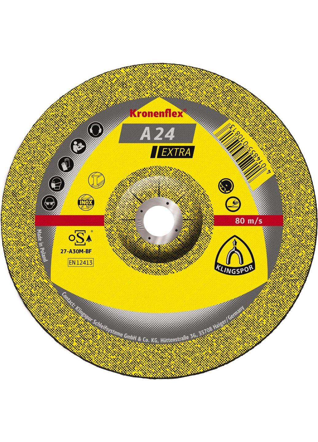 Зачистной диск Kronenflex A 24 Extra (230х6х22.23 мм) прямой круг по металлу (21079) Klingspor (306551152)