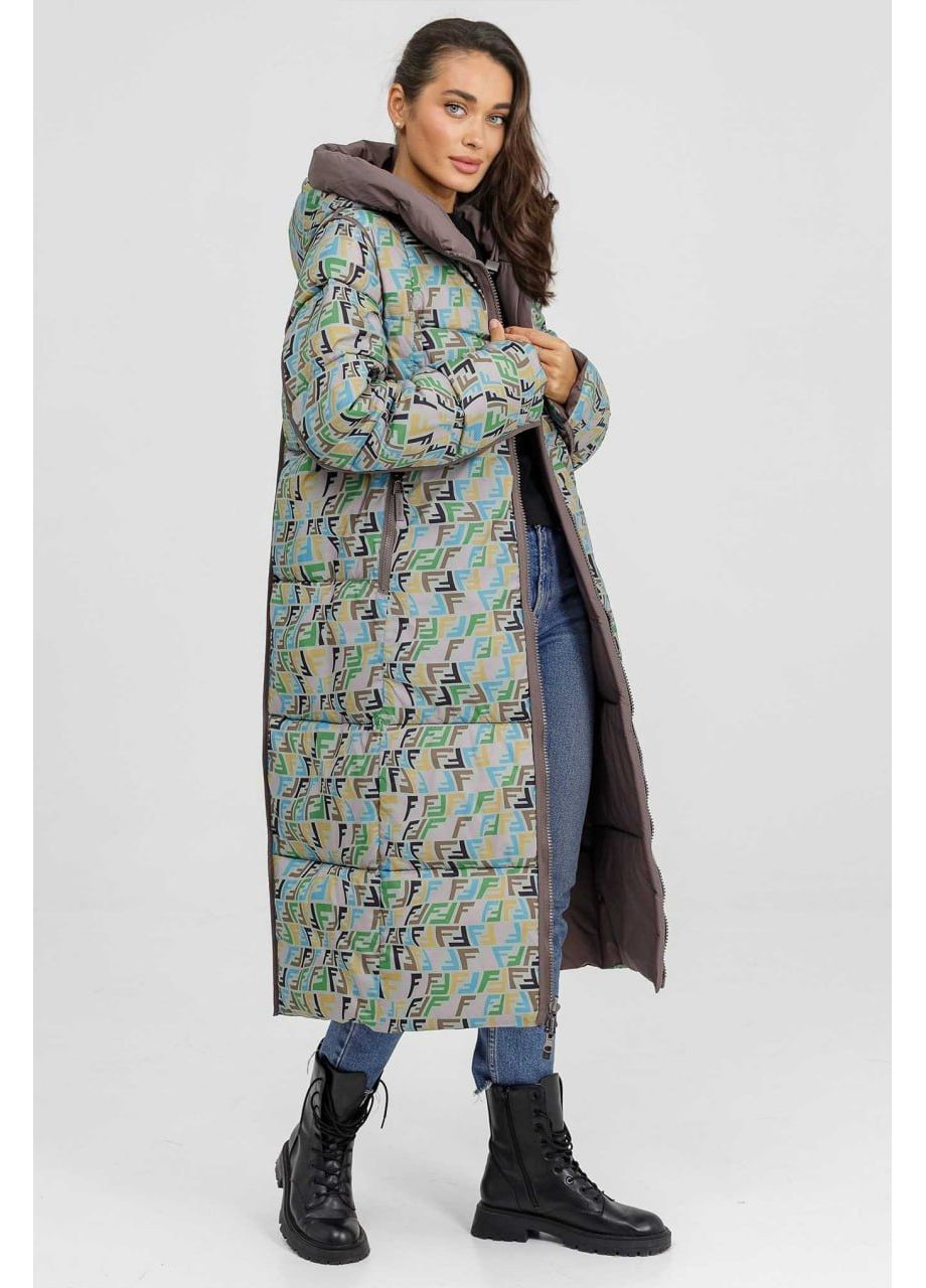 Кавова зимня пуховик-ковдра зимовий двосторонній куртка-ковдра Lora Duvetti