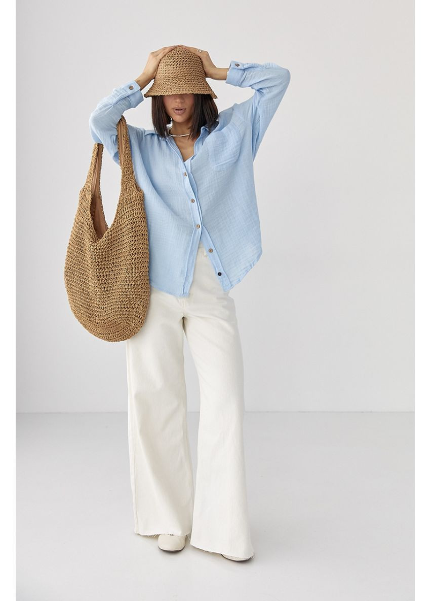 Голубой кэжуал рубашка однотонная Lurex