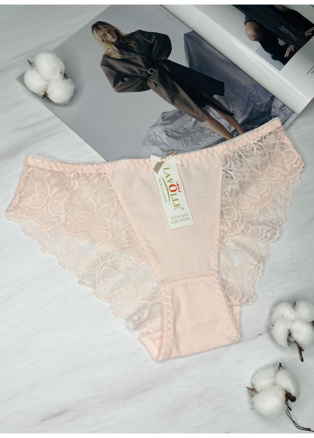Трусики бавовняні з мереживом Lavolle (352768611)