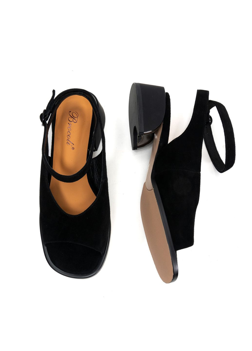 Черные босоножки 01583 черные Brocoli